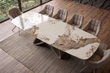 Dining table INFINITY 180-220-260cm boat-shaped extendable pandora ceramic white brown