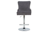 Bar stool CASTLE height adjustable w/ lion´s head handle velvet grey in baroque style