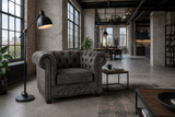 Sessel CHESTERFIELD Samt Antiklook grau