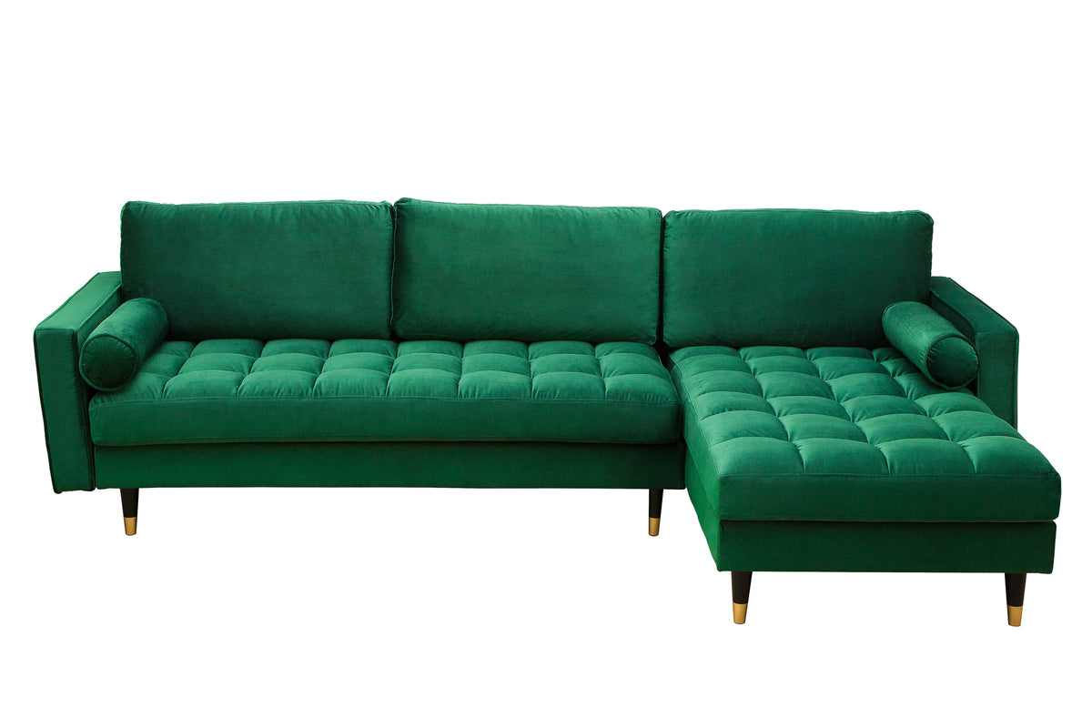 Rohová pohovka COZY VELVET 260cm smaragdově zelená