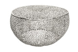 Coffee table LEAF 80cm metal silver handmade