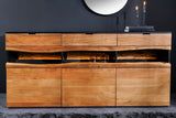 Sideboard GRAND ACACIA 180 cm Akazienholz, naturbelassene Kante, mit LED-Beleuchtung