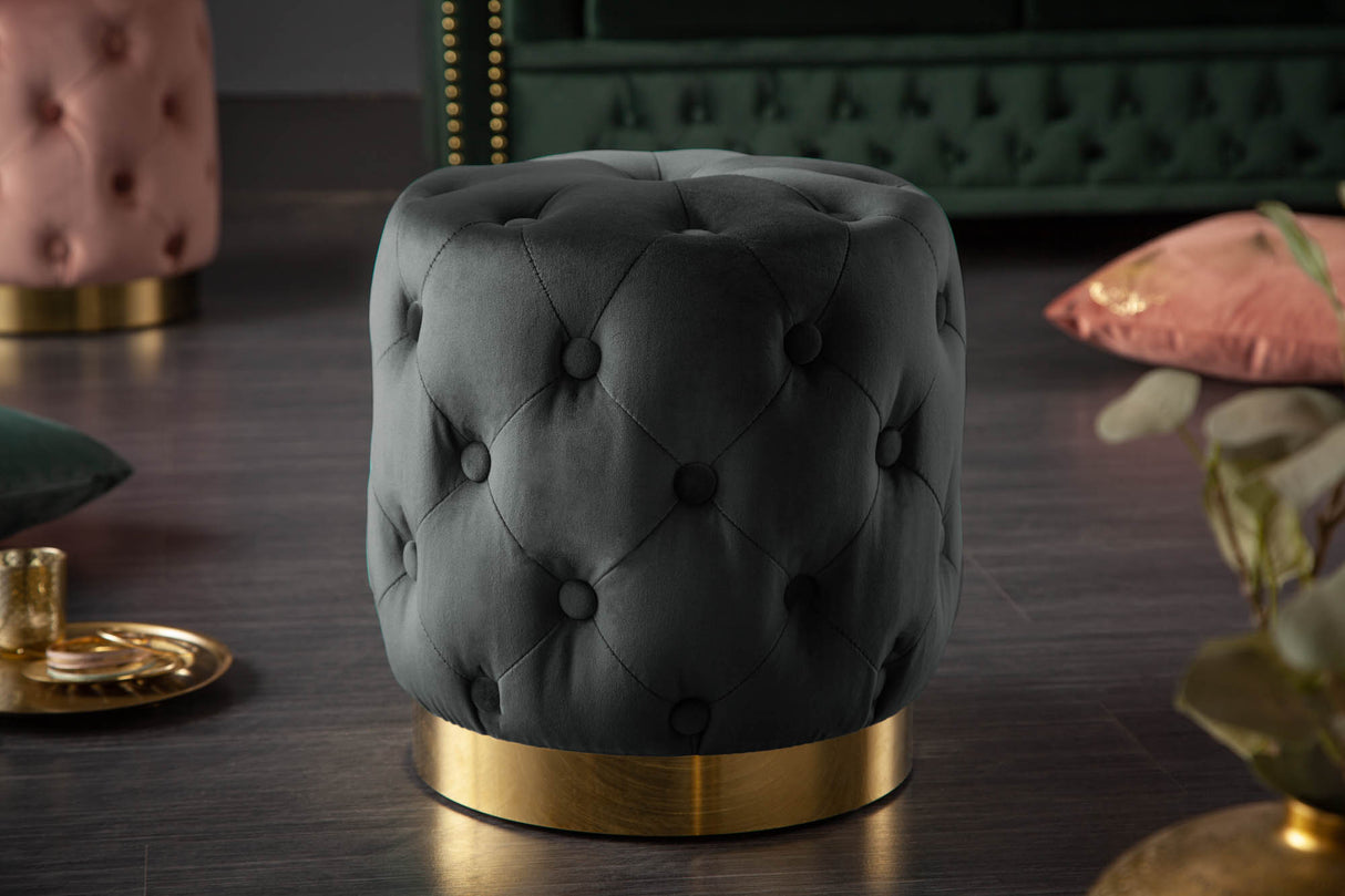 Stool MODERN BAROCK 35cm velvet black gold