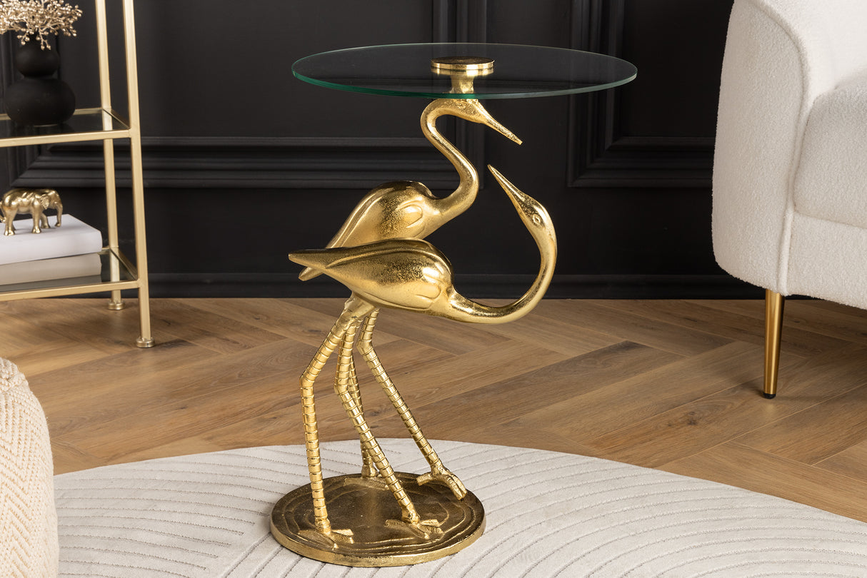 Side table WILDLIFE CRANE 55cm gold