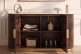 Sideboard GATSBY 120cm mango wood brown marble top white