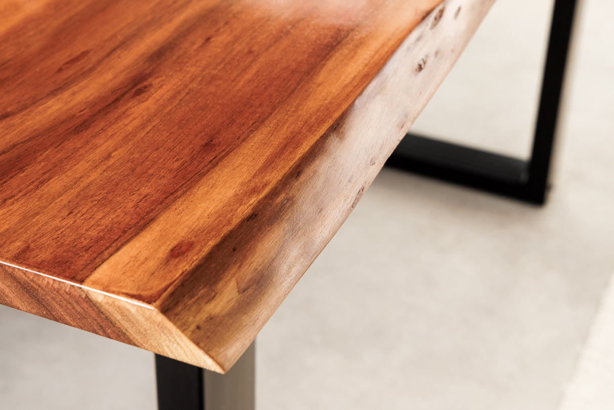 Dining table LIQUID 160cm acacia wood blue epoxy strip