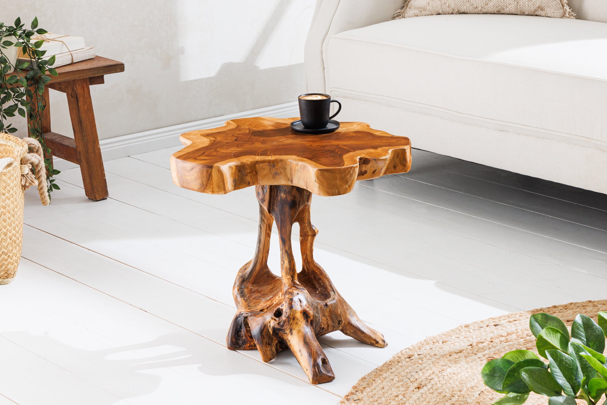 Masă laterală ROOT 40cm lemn de tec natural [4]