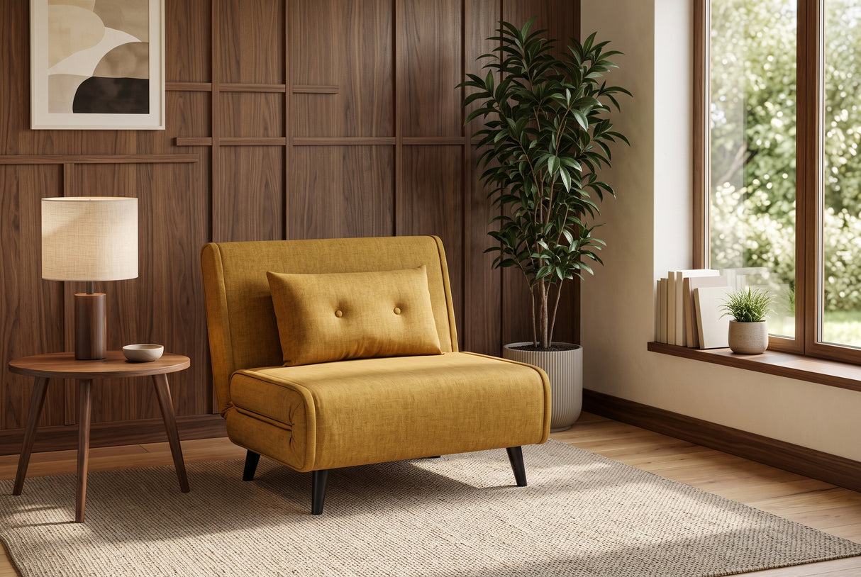 Sleeping chair SMART MULTIFUNCTION 100cm velvet mustard yellow