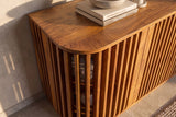 Sideboard SCULPTURA 170cm offene Lamellenfront abgerundete Kanten Mangoholz braun