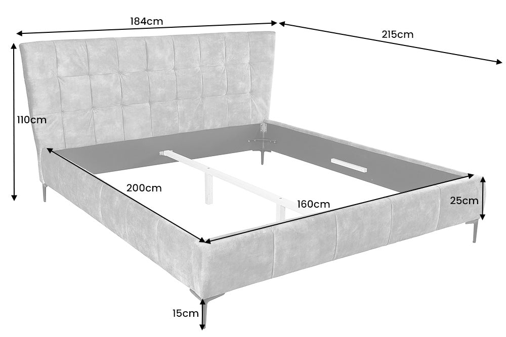 Bett BOUTIQUE 160x200cm Samt dunkelgrau