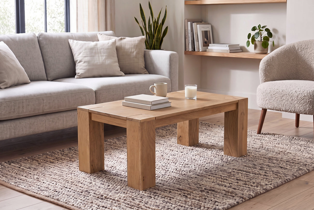 Couchtisch MAKASSAR 100cm Mangoholz cremefarben