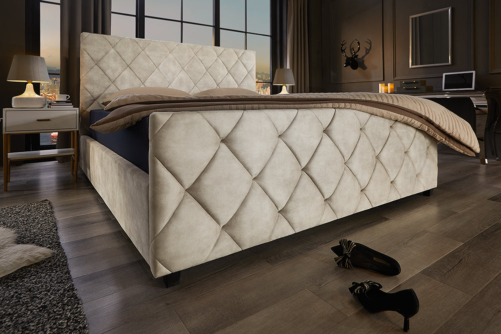 Bett ELYSIUM 180x200cm Samt Champagner Beige mit Stauraum