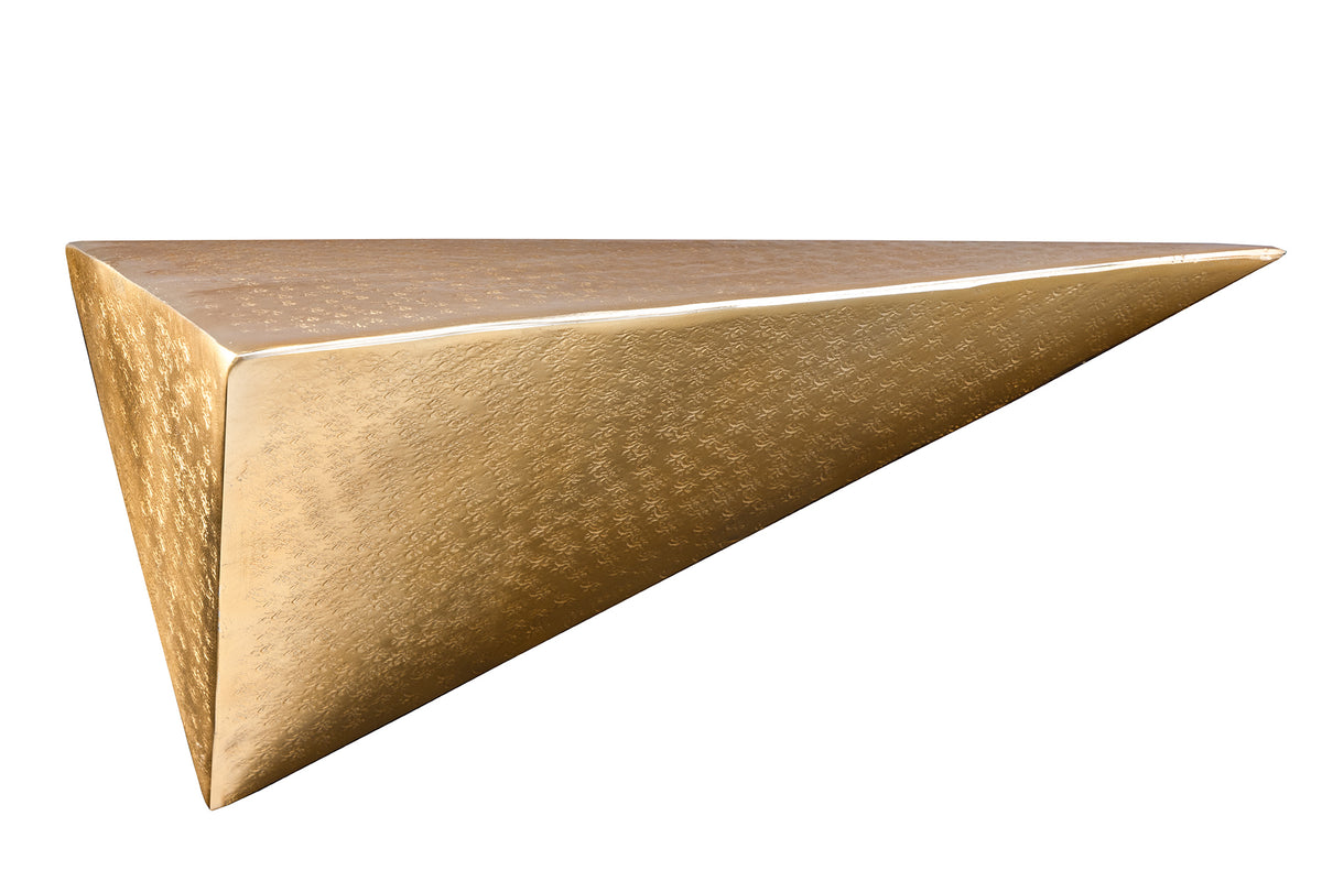 Nástěnná police PYRAMID 40cm s efektem tepaného kovu zlatá