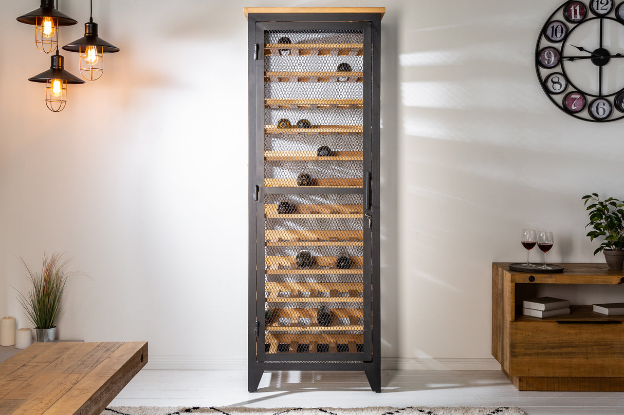 Weinschrank BODEGA 185cm für 72 Flaschen Kiefernholz grau