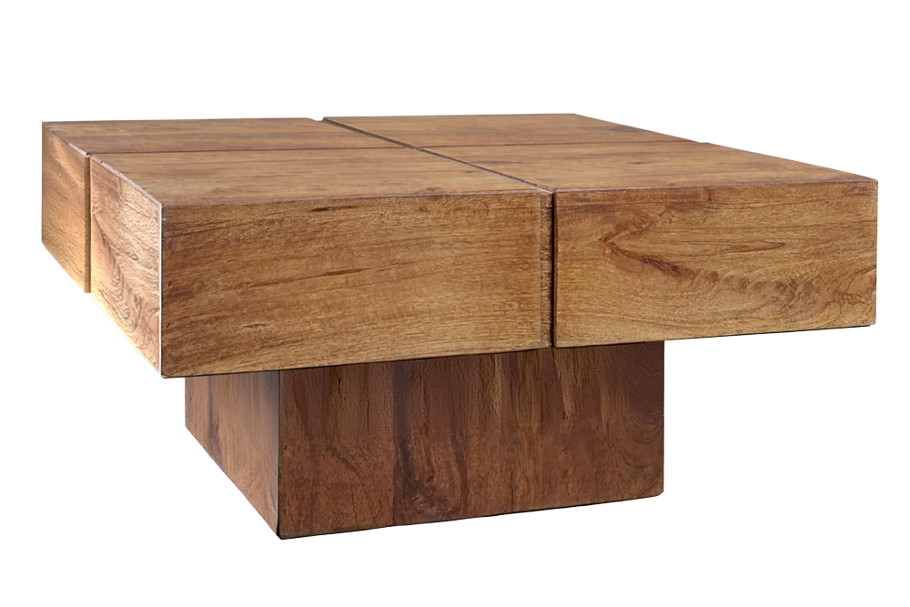 Coffee table BOLT 70cm mango wood brown honey finish