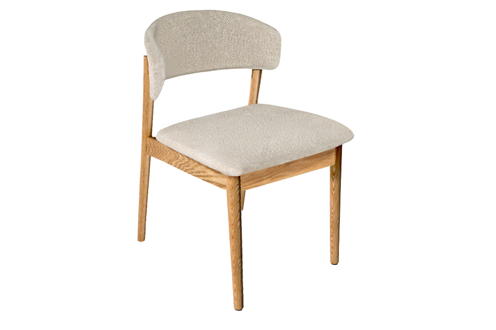 Chair VALHALLA WOOD textured fabric creamy and oak wood natural