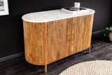Sideboard TRES CHIC 105cm Mangoholz natur mit weißer Marmorplatte und goldenen Griffen
