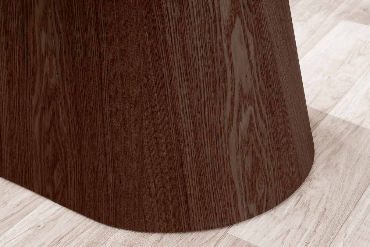 Dining table UNIQUE 200cm frame dark walnut wood veneered ceramic white marble top