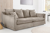 Sofa HEAVEN 200cm 3-Sitzer Federkern abnehmbarer Bezug Cord Greige
