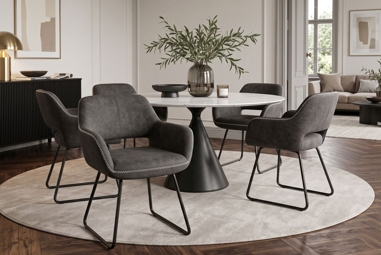 Chair MUSTANG with armrests microfibre antique grey