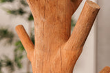Tischleuchte JEWELRY 60cm natur Mangostanholz Lampenschirm Bouclé weiß