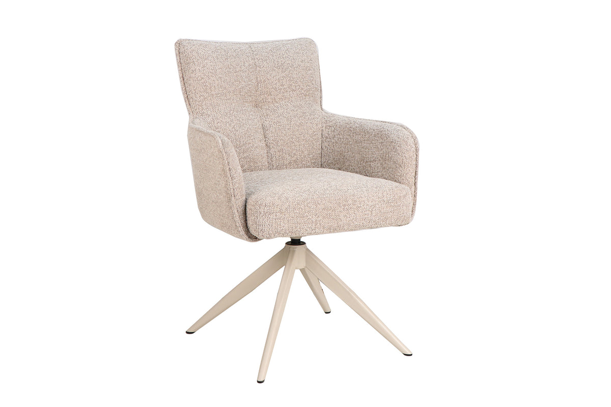 Drehstuhl LUGANO 360° Auto-Return-Funktion mit Armlehnen 150 Kg Belastbarkeit Chenille-Tweed taupe