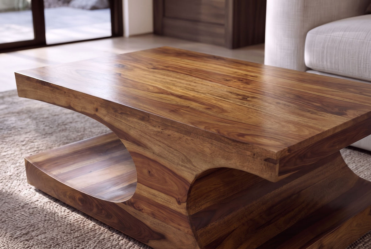 Coffee table GOA 120cm w/ storage space sheesham wood brown