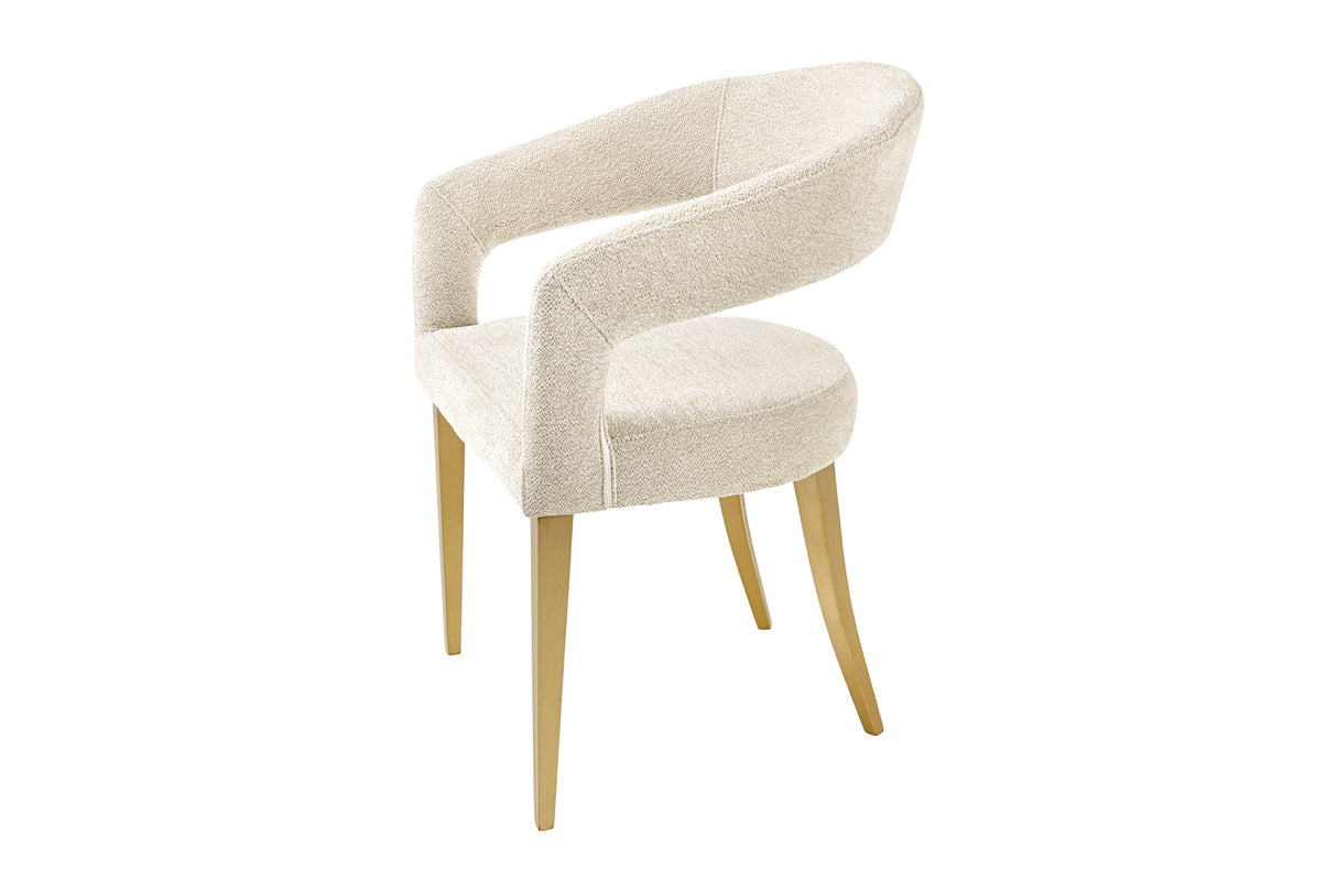 Chair BOUTIQUE beige brushed structured fabric w/ golden legs