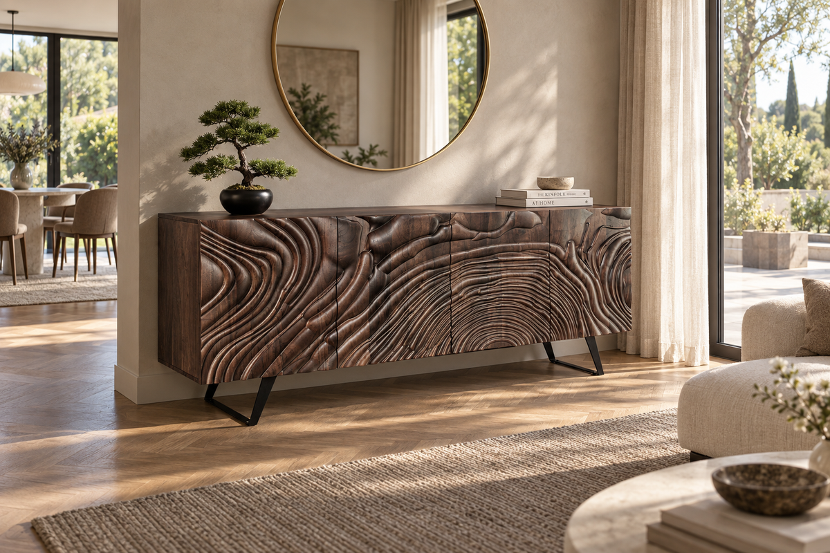 Sideboard FLUID 175cm 3D mango wood brown