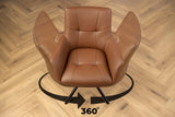 Swivel chair SIGNATURE 360° w/ armrests spring core leather cognac rotatable