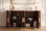 Sideboard GATSBY 140cm mango wood brown marble top white