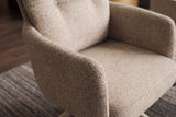 Swivel chair BIG GEORGE 360° rotatable w/ armrests spring core textured fabric beige