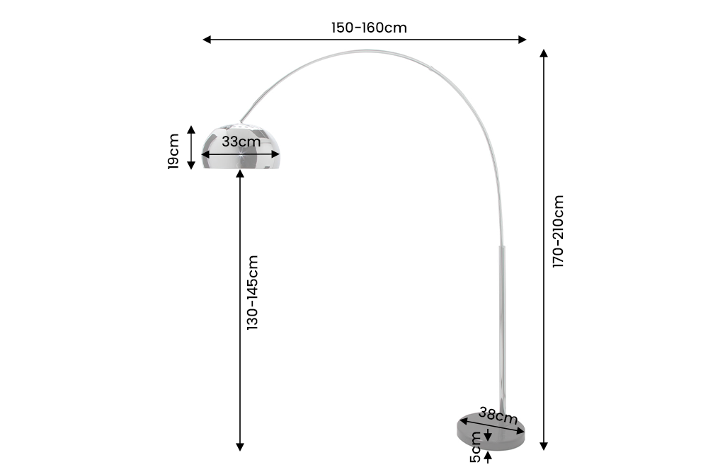 Floor lamp BIG BOW 170-210cm satin chrome w/ marble base