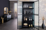 Vitrine AMSTERDAM 180cm Riffelglas schwarz