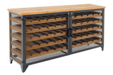 Weinschrank BODEGA 130cm für 55 Flaschen Tannenholz natur mit schwarzem Metallrahmen