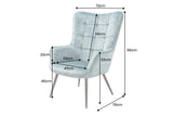 Armchair SCANDINAVIA stitched backrest velvet petrol w/ black metal legs