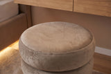 Stool VOGUE 40cm round upholstered w/ storage space velvet champagne greige