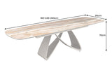 Dining table INFINITY 180-220-260cm boat-shaped extendable spanish onyx ceramic rust brown