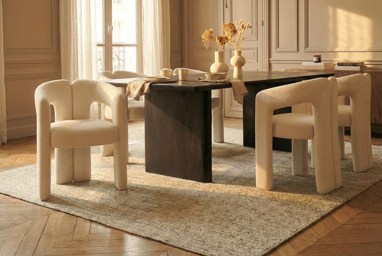 Chair ARCH bouclé creme white teddy fleece armchair
