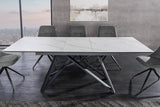 Esstisch ATLAS 160-200cm ausziehbar Marmoroptik weiß Keramik Hartglas
