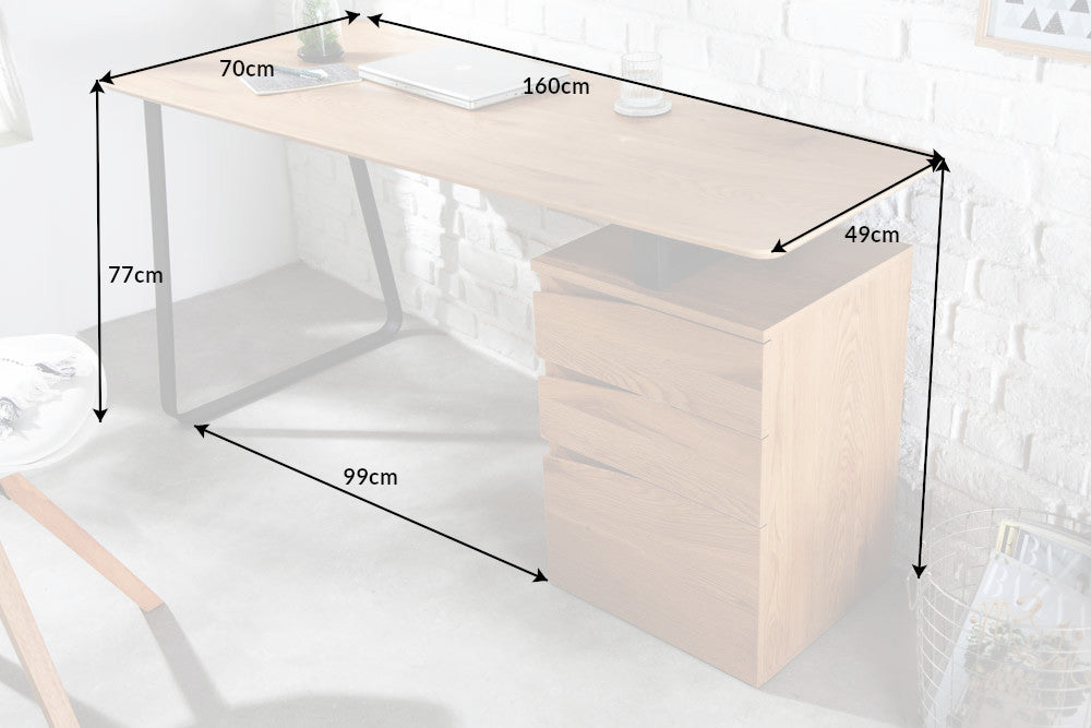 Desk STUDIO 160cm oak-look w/ cabinet