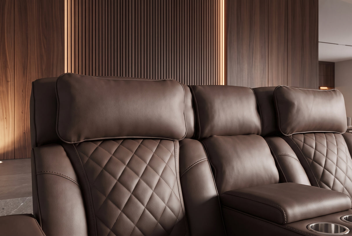 Kinosessel HOLLYWOOD 2-Sitzer elektrisch verstellbar Kunstleder braun