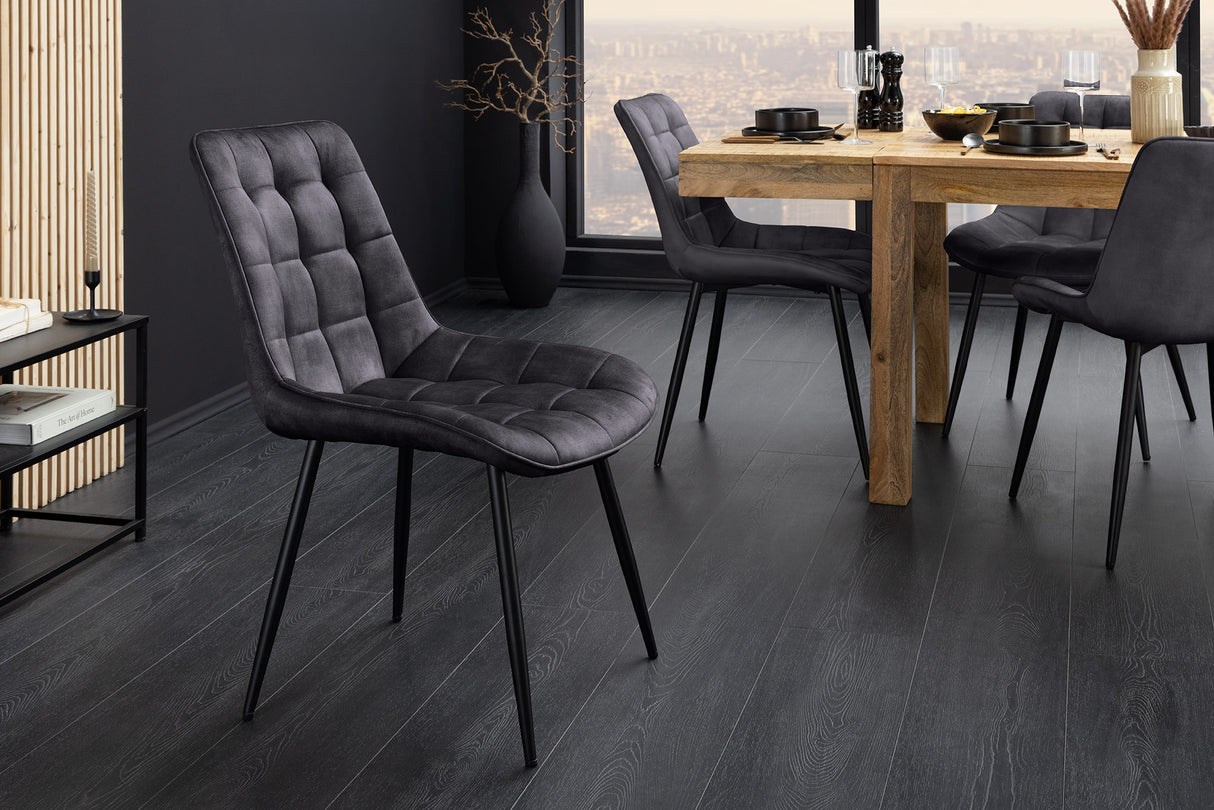 Stuhl ROADSTAR Samt dunkelgrau mit schwarzen Metallbeinen