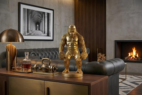 Decoration figure KING APE 35cm handmade  gorilla gold