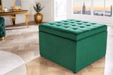 Stool MODERN BAROCK 60cm velvet emerald green w/ storage compartment