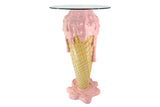 Bar table ICE CREAM 105cm w/ fibre tempered glass pink beige