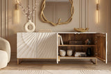 Sideboard SCORPION 180cm 3D Mangoholz weiß gold