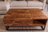 Coffee table MAKASSAR FUNCTION 110cm height adjustable sheesham natural