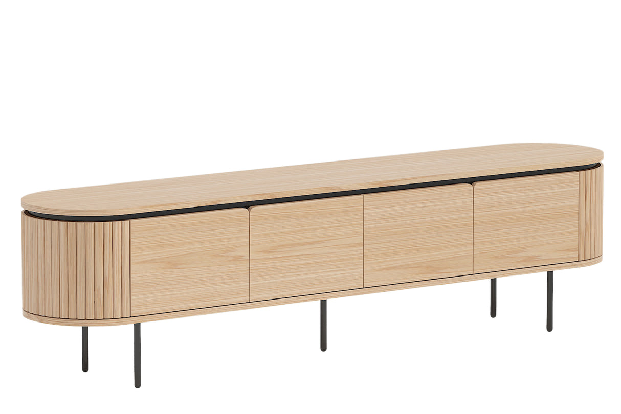 TV-Board ATELIER 200cm natural oak wood look w/ black legs
