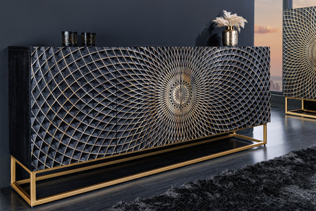 Sideboard ILLUSION 180cm 3D mango schwarz